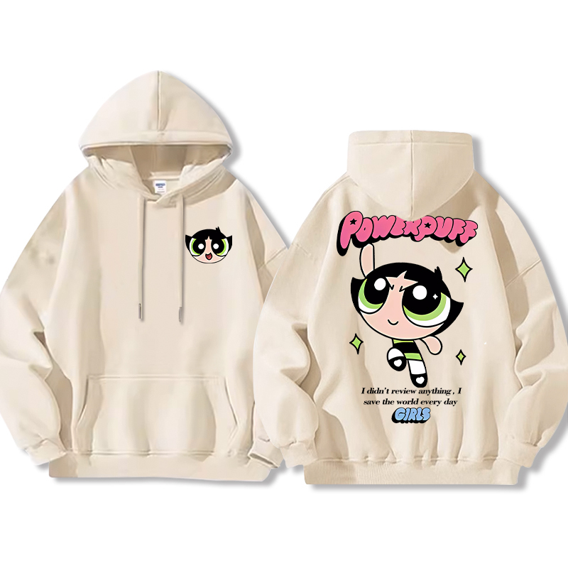 飛天小女警聯名衛衣女衛衣2024秋冬新款親子情侶裝薄絨款連帽衛衣