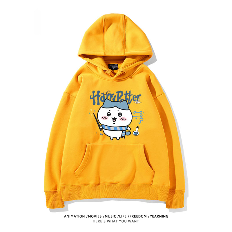 Chiikawa聯名衛衣2024秋冬新款親子情侶裝薄絨款連帽衛衣