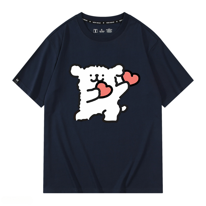 線條小狗 2024親子情侶男女同款 純棉T恤