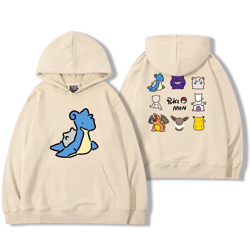 寶可夢聯名衛衣2024秋冬新款親子情侶裝薄絨款連帽衛衣