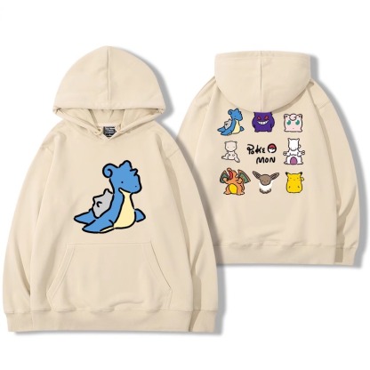 寶可夢聯名衛衣2024秋冬新款親子情侶裝薄絨款連帽衛衣