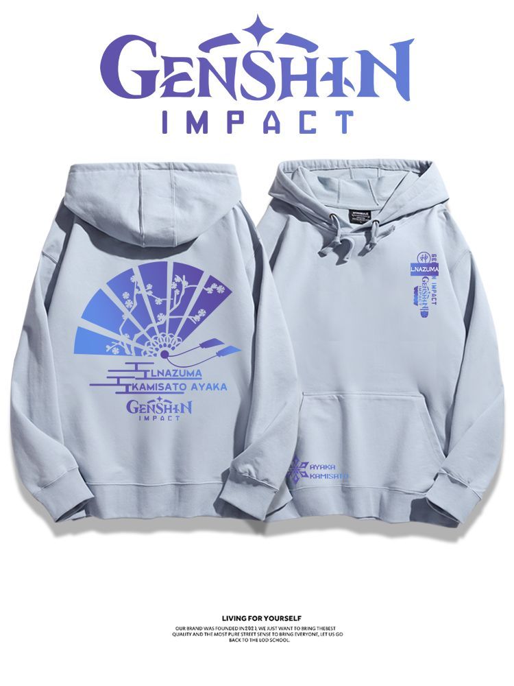 原神聯名衛衣2023秋冬新款親子情侶裝薄絨款連帽衛衣