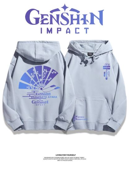 原神聯名衛衣2023秋冬新款親子情侶裝薄絨款連帽衛衣