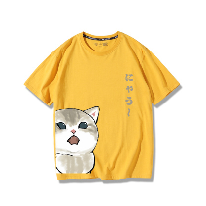 可愛貓咪探頭2024親子情侶男女同款 純棉T恤