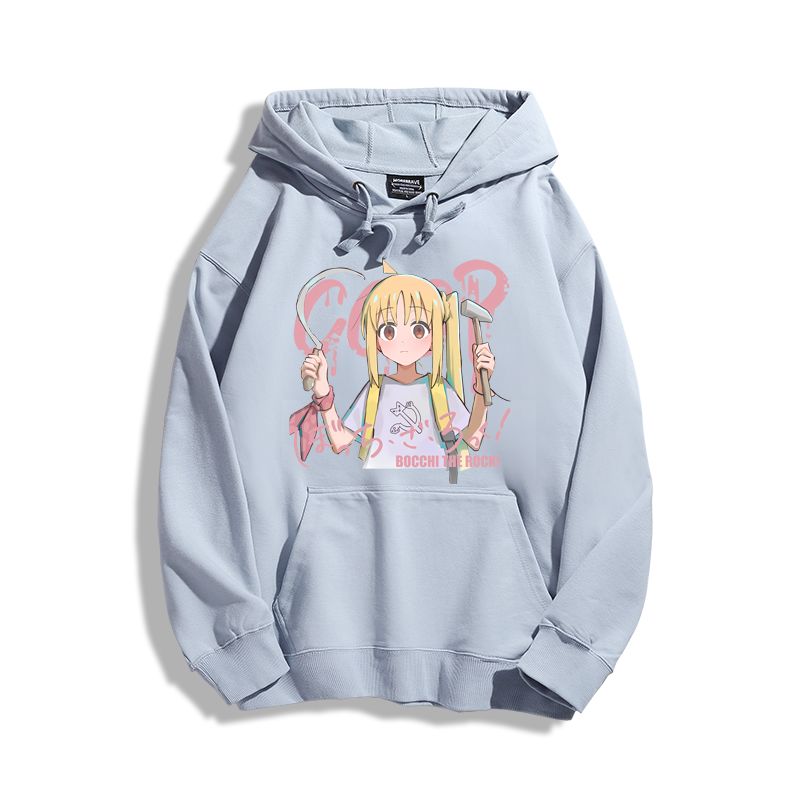 孤獨搖滾聯名衛衣2024秋冬新款親子情侶裝薄絨款連帽衛衣