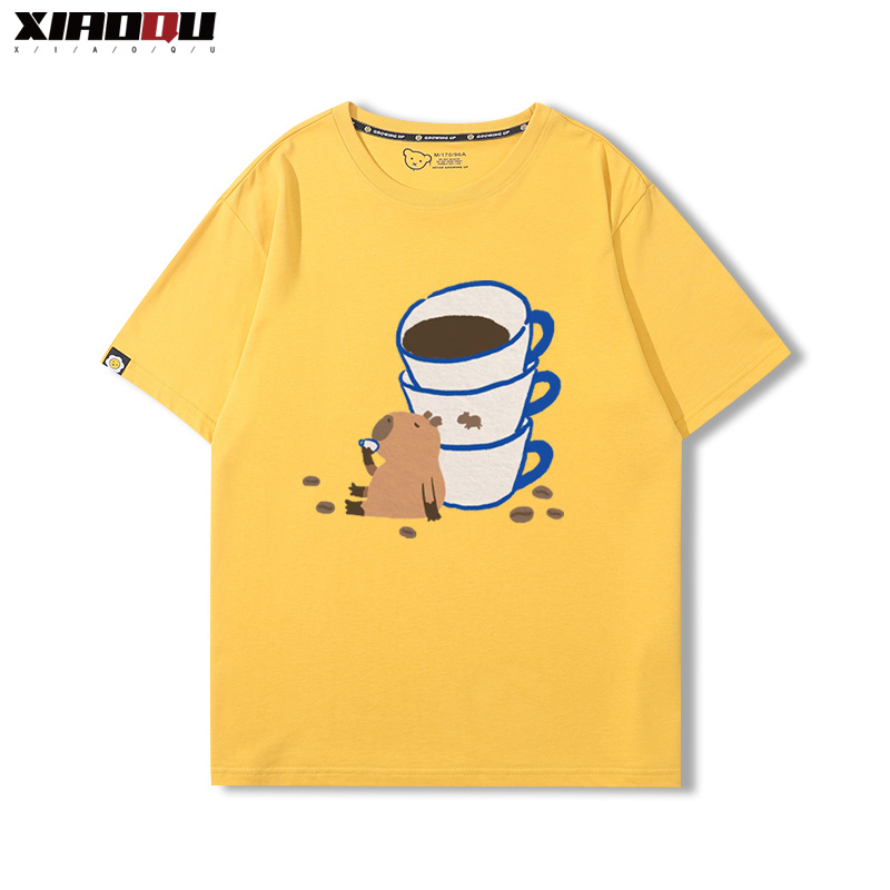 卡皮巴拉 2024親子情侶男女同款 純棉T恤