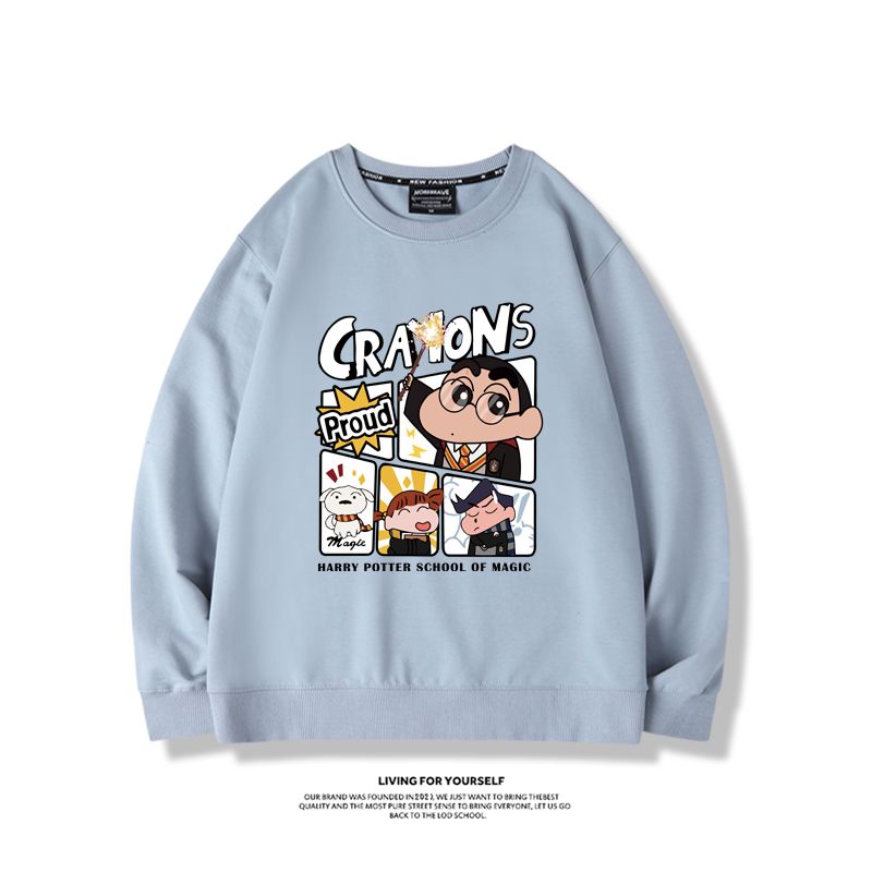 蠟筆小新聯名哈利波特2024親子情侶裝 圓領長袖