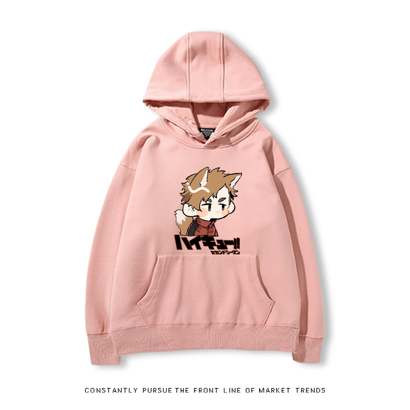 排球少年聯名衛衣2024秋冬新款親子情侶裝薄絨款連帽衛衣