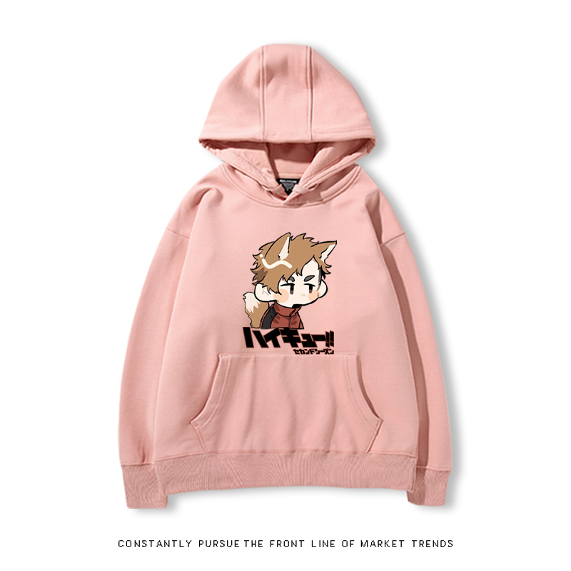 排球少年聯名衛衣2024秋冬新款親子情侶裝薄絨款連帽衛衣