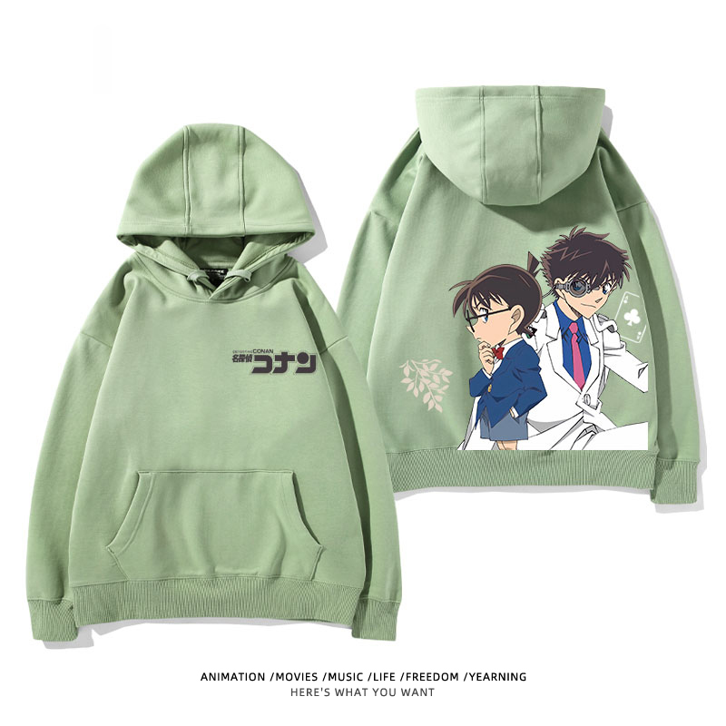 名偵探柯南 聯名衛衣2024秋冬新款親子情侶裝薄絨款連帽衛衣