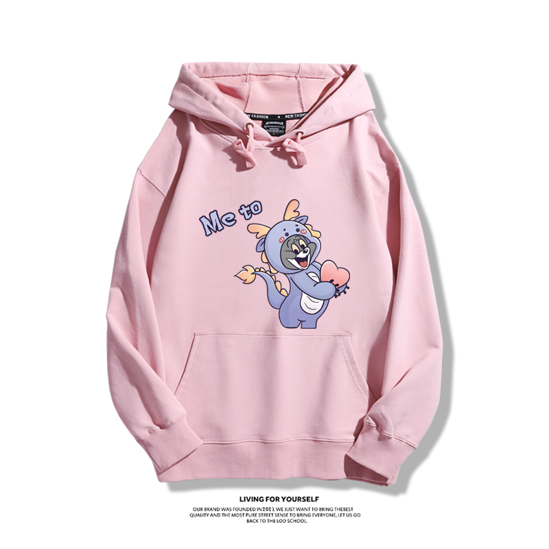 貓和老鼠聯名衛衣2023秋冬新款親子情侶裝薄絨款連帽衛衣