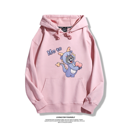 貓和老鼠聯名衛衣2023秋冬新款親子情侶裝薄絨款連帽衛衣