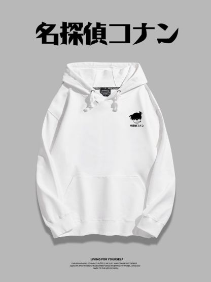 名偵探柯南聯名衛衣2023秋冬新款親子情侶裝薄絨款連帽衛衣