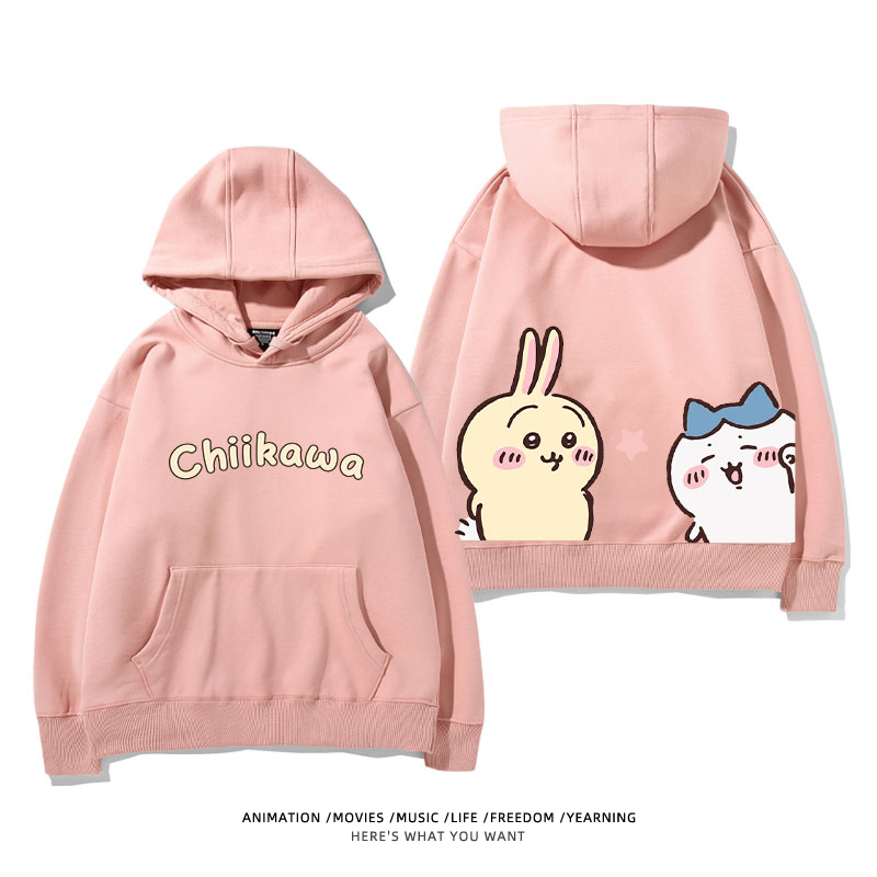 chiikawa 2024秋冬新款親子情侶裝薄絨款連帽衛衣