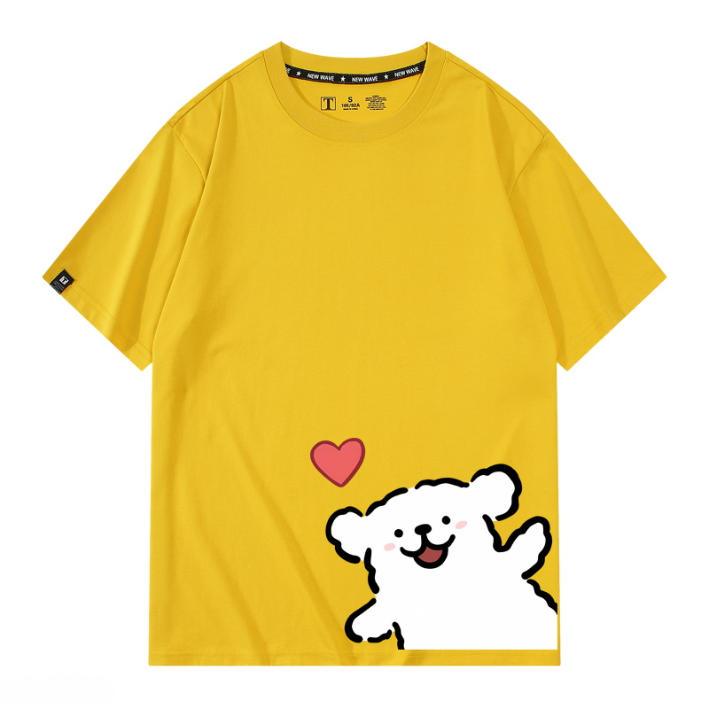 線條小狗 2024親子情侶男女同款 純棉T恤