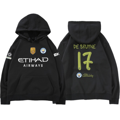 24-25賽季曼城主場球衣17號德布勞內9號哈蘭德 足球球迷 寬鬆百搭 秋冬款 寬鬆連帽衛衣