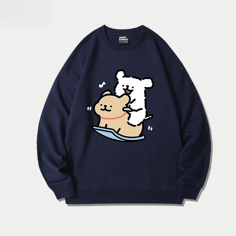 線條小狗 聯名親子情侶裝 圓領長袖