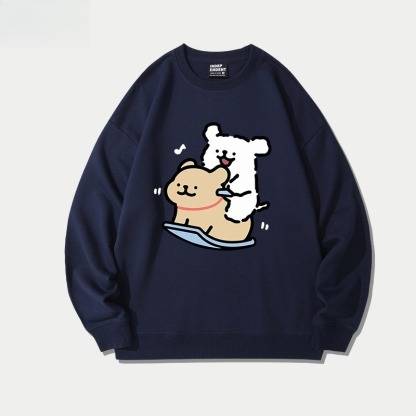 線條小狗 聯名親子情侶裝 圓領長袖