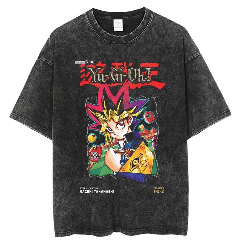 遊戲王水洗做舊  印花水洗短袖