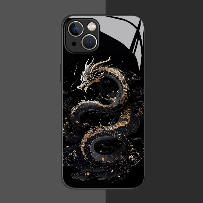 國潮黑龍新款高清全包防摔玻璃殼