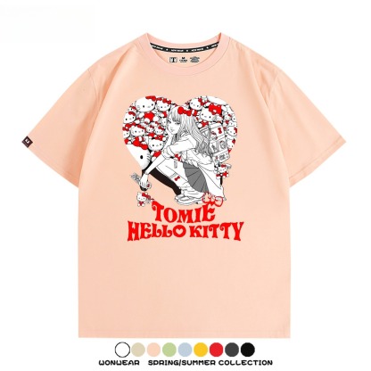 伊藤潤二X三麗鷗富江Hello kitty周邊 印花短袖T恤