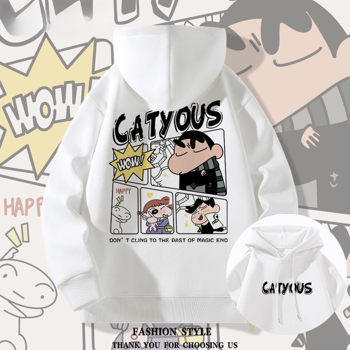 蠟筆小新聯名衛衣2025秋冬新款親子情侶裝連帽衛衣