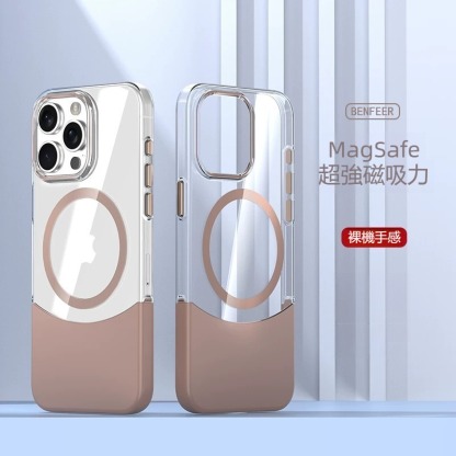 IPhone系列 高級感高透拼接Magsafe磁吸防摔手機殼 