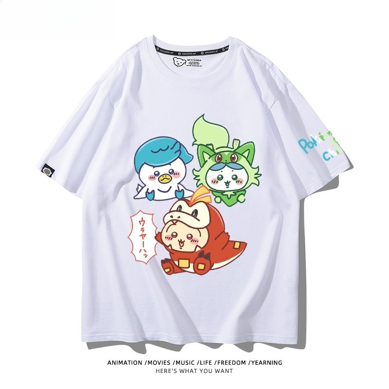 Chiikawa X 寶可夢 2026親子情侶男女同款 印花短袖T恤