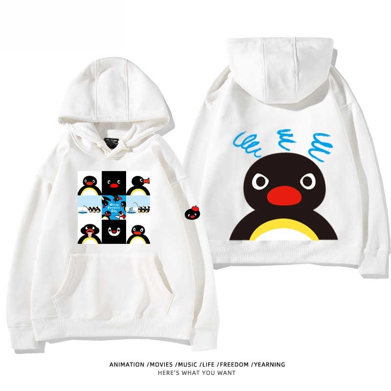 企鵝Pingu 秋冬新款 親子情侶男女連帽衛衣