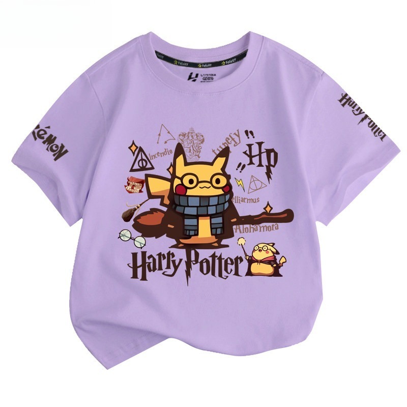 皮卡丘X哈利波特 2026親子情侶男女同款 印花短袖T恤
