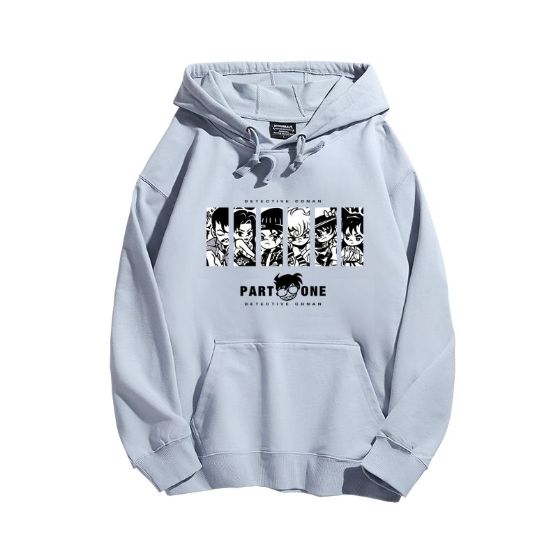 名偵探柯南聯名衛衣2024秋冬新款親子情侶裝薄絨款連帽衛衣