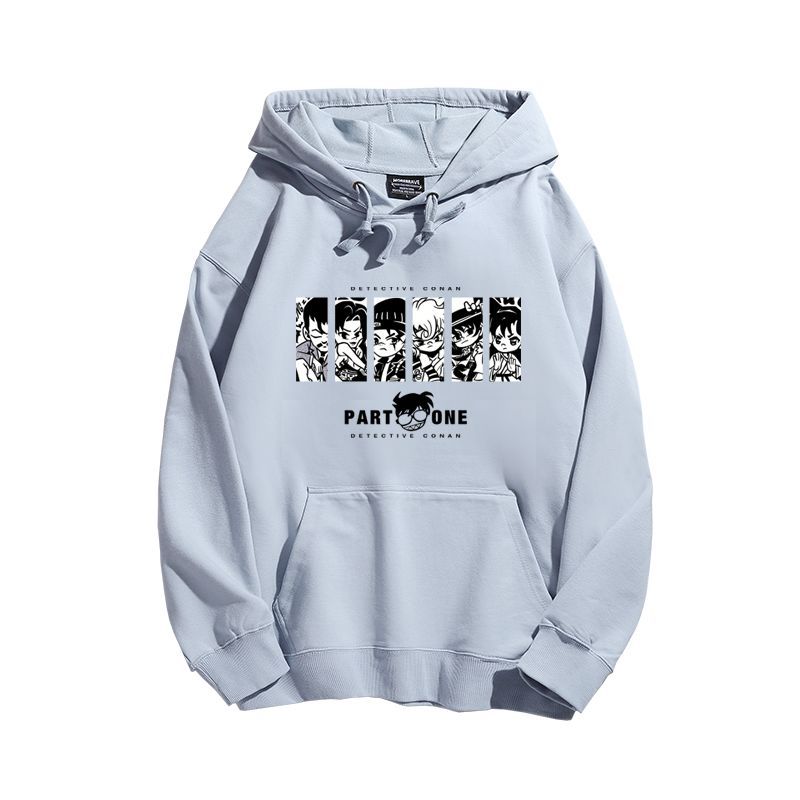 名偵探柯南聯名衛衣2024秋冬新款親子情侶裝薄絨款連帽衛衣
