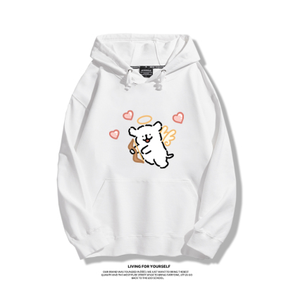 線條小狗聯名衛衣2023秋冬新款親子情侶裝薄絨款連帽衛衣