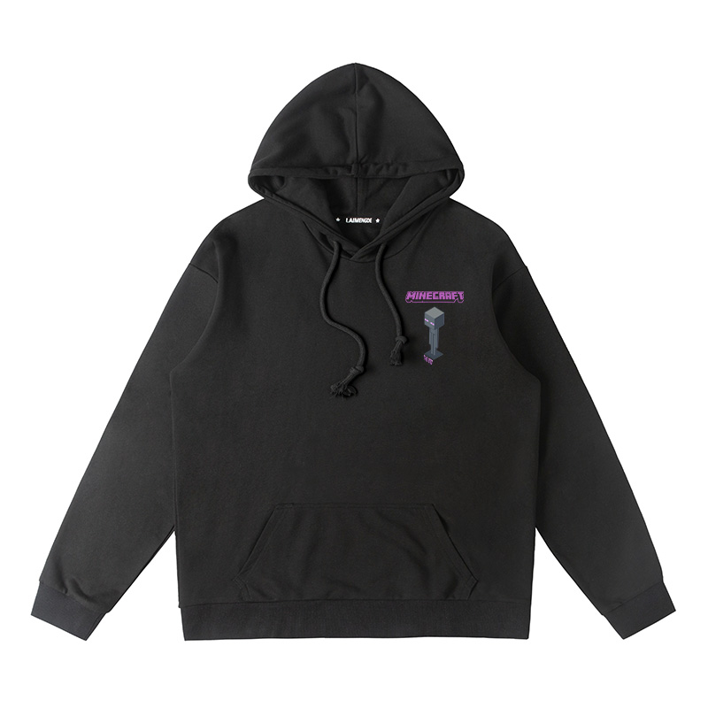 Minecraft我的世界聯名衛衣2024秋冬新款親子情侶裝薄絨款連帽衛衣