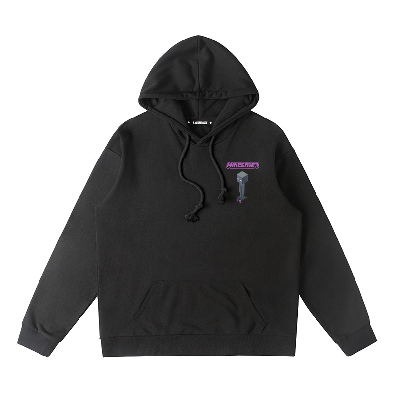 Minecraft我的世界聯名衛衣2024秋冬新款親子情侶裝薄絨款連帽衛衣