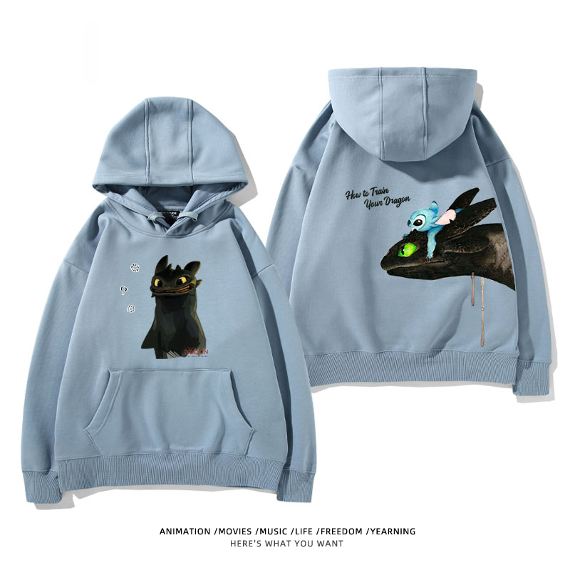 馴龍高手聯名史迪仔 2024秋冬新款親子情侶裝薄絨款連帽衛衣