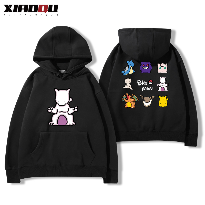 寶可夢聯名衛衣2024秋冬新款親子情侶裝薄絨款連帽衛衣