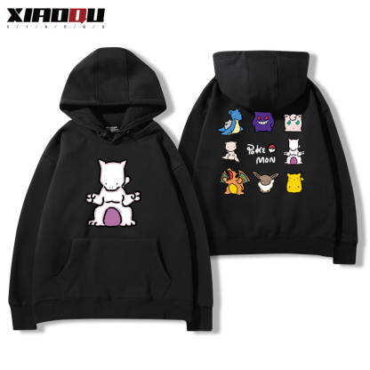 寶可夢聯名衛衣2024秋冬新款親子情侶裝薄絨款連帽衛衣