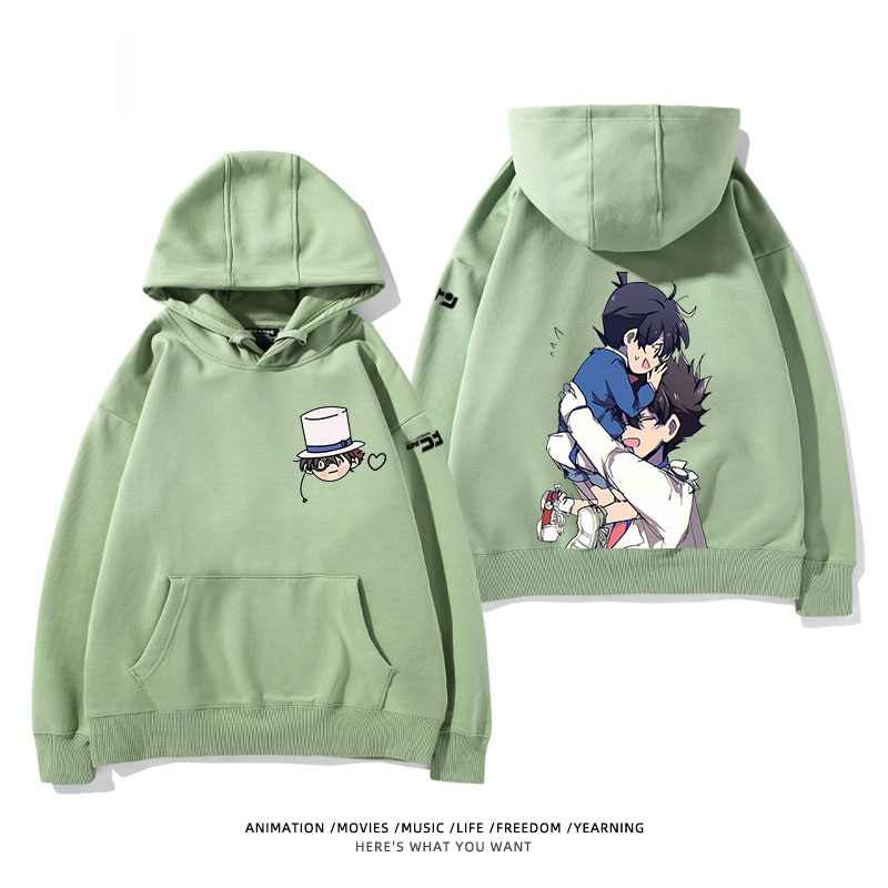 名偵探柯南 聯名衛衣2024秋冬新款親子情侶裝薄絨款連帽衛衣