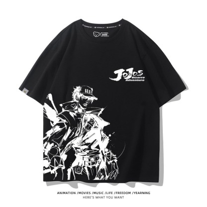 JOJO的奇妙冒險飆馬野郎周邊 男女同款親子情侶 印花短袖T恤