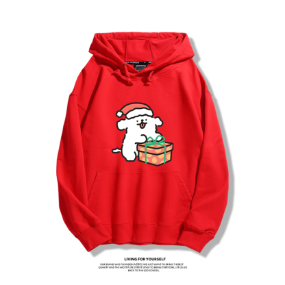 線條小狗聯名衛衣2023秋冬新款親子情侶裝薄絨款連帽衛衣