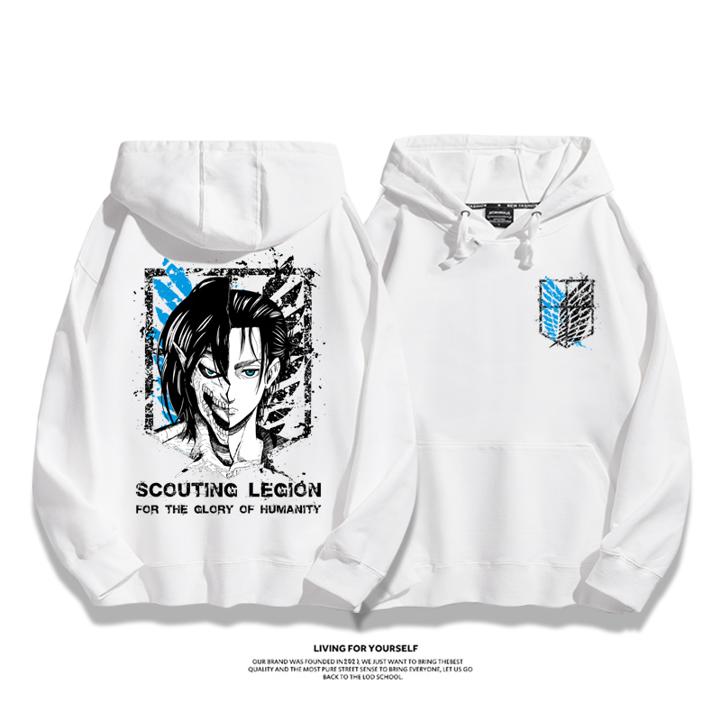 進擊的巨人聯名衛衣2023秋冬新款親子情侶裝薄絨款連帽衛衣