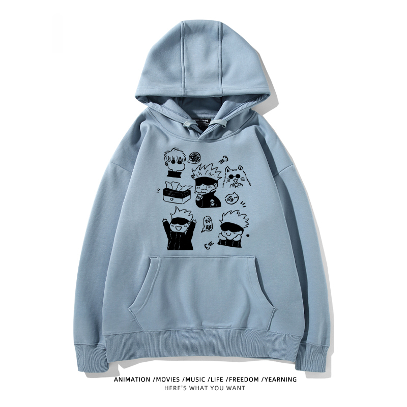 咒術迴戰聯名衛衣2024秋冬新款親子情侶裝薄絨款連帽衛衣