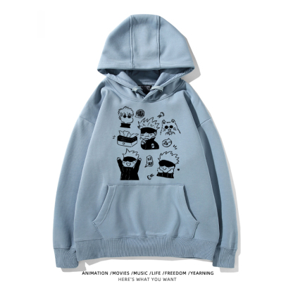 咒術迴戰聯名衛衣2024秋冬新款親子情侶裝薄絨款連帽衛衣