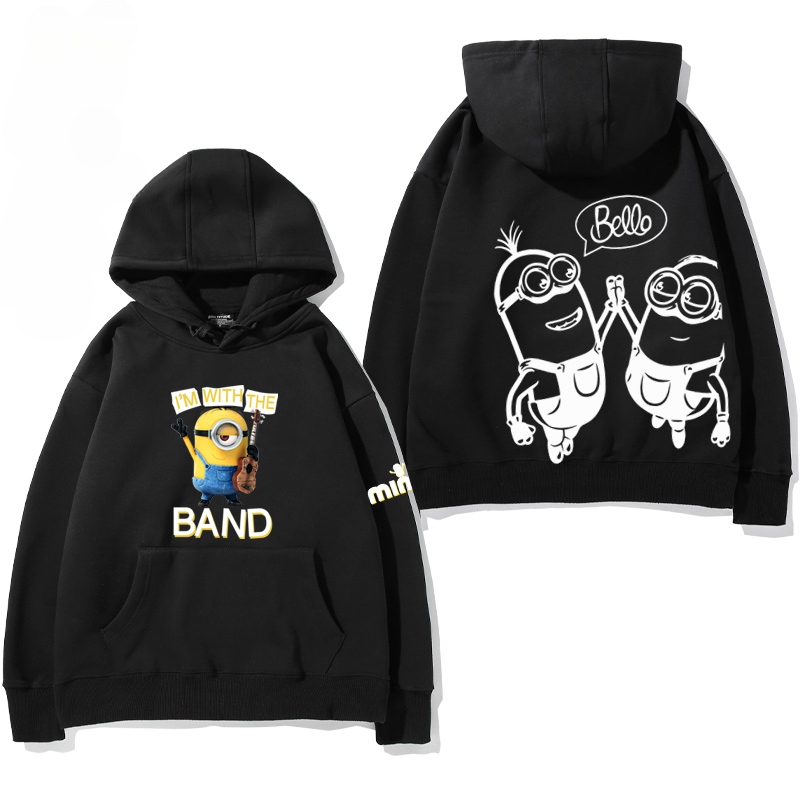 小黃人 聯名衛衣2024秋冬新款親子情侶裝薄絨款連帽衛衣