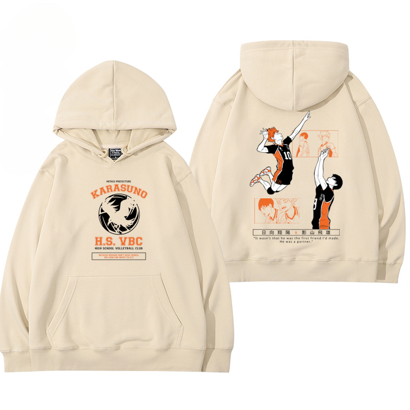 排球少年聯名衛衣2024秋冬新款親子情侶裝薄絨款連帽衛衣