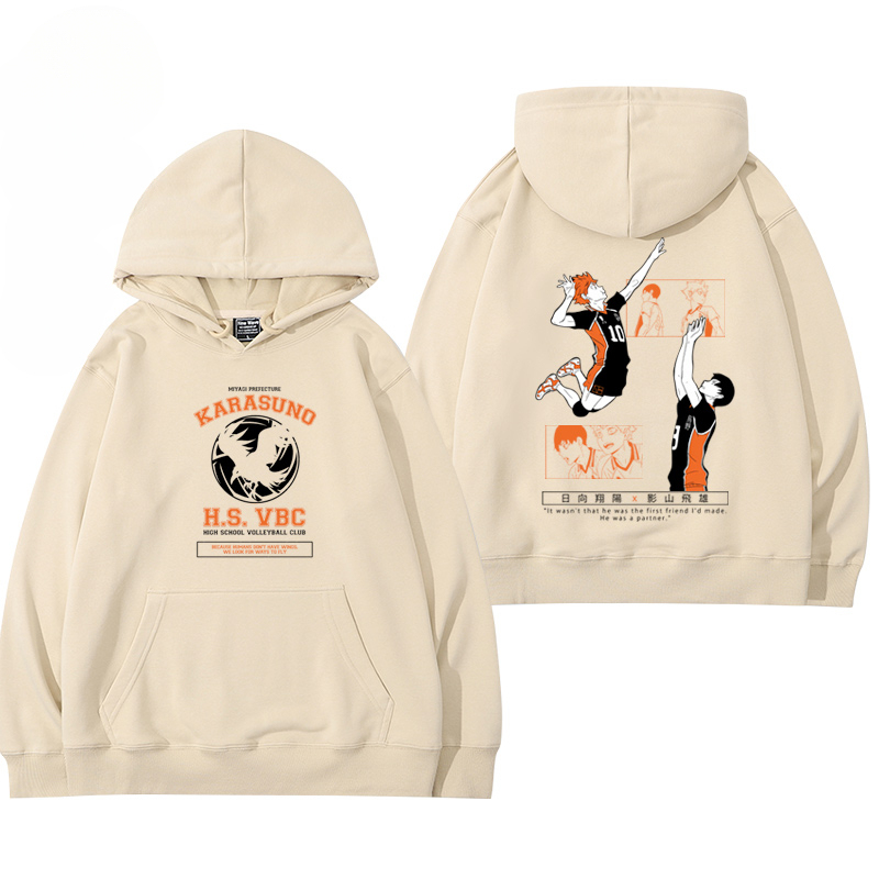 排球少年聯名衛衣2024秋冬新款親子情侶裝薄絨款連帽衛衣