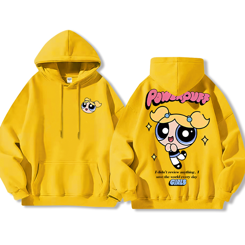 飛天小女警聯名衛衣女衛衣2024秋冬新款親子情侶裝薄絨款連帽衛衣