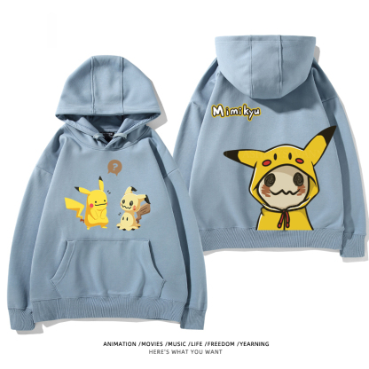 寶可夢 聯名衛衣2024秋冬新款親子情侶裝薄絨款連帽衛衣