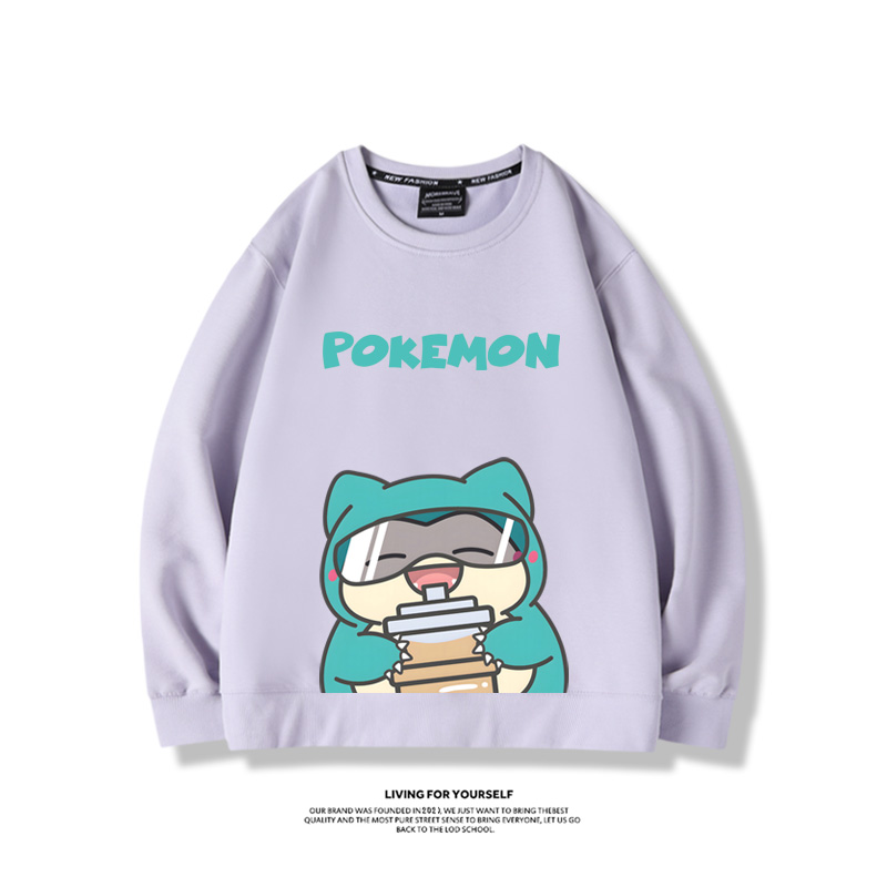 寶可夢喝奶茶2024親子情侶裝 圓領長袖